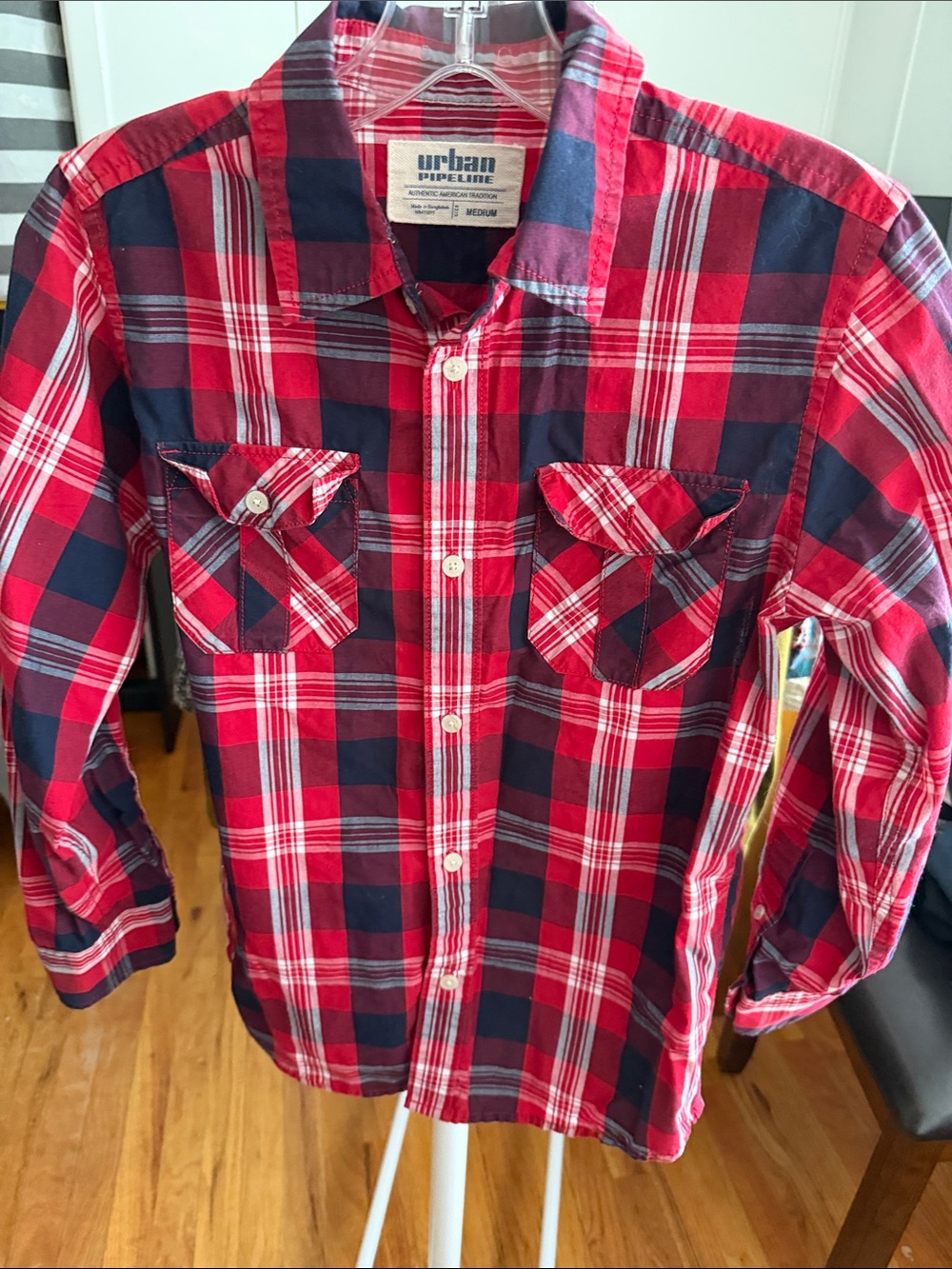 urban pipeline Red & Navy Plaid Button-Down Shirt